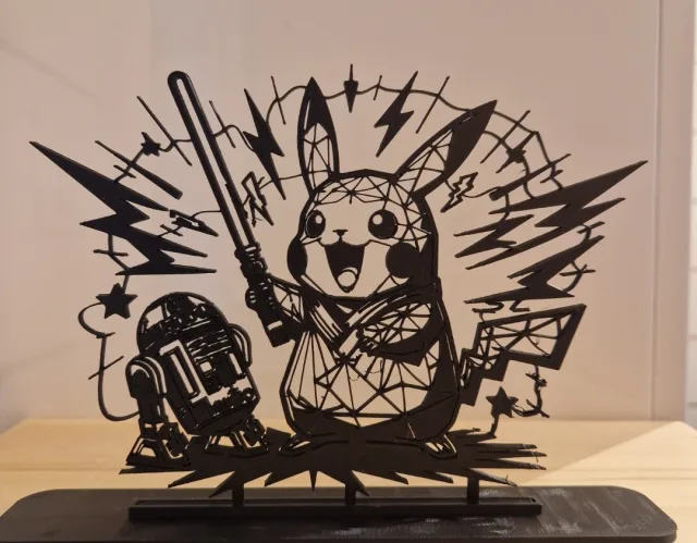Pikachu Jedi avec R2-D2 – Low Poly